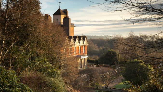 Partial view of the house at Standen House and Garden, West Sussex